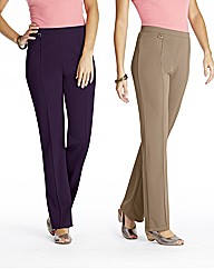 Pack of Two Bootcut Trousers Length 30in