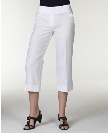 Comfort Waist Linen Crop Trouser 21in