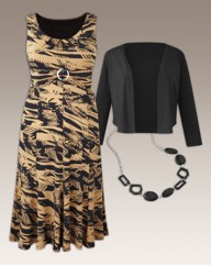 Print Dress and Shrug Set 41in