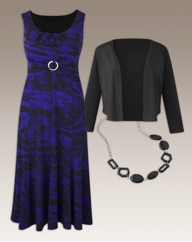 Print Dress and Shrug Set 45in
