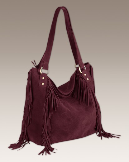 wine coloured fringe bag
