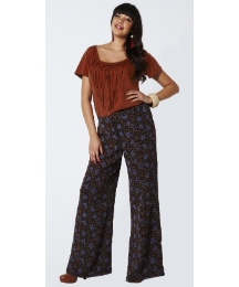 Angel Ribbons Print Palazzo Trousers