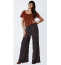 Angel Ribbons Print Palazzo Trousers