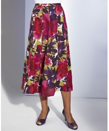 Linen Mix Floral Print Skirt Length 30in