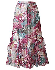 Floral Print Chiffon Skirt Length 32in