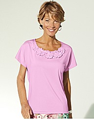 Flower Trim Jersey Top