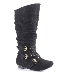 Legroom Stud Buckle & Strap Boots EEE