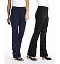 Pack of 2 Pull on Trousers Length 27in