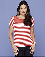 Lace Trim Stripe Jersey Top