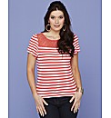 Lace Trim Stripe Jersey Top