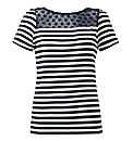 Lace Trim Stripe Jersey Top