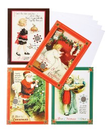 Christmas Card with Six Pence Pack of 4