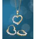 9ct Gold Heart Necklace & Earrings Set