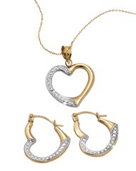 9ct Gold Heart Necklace & Earrings Set