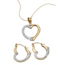 9ct Gold Heart Necklace & Earrings Set