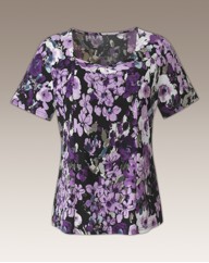 Print Sweetheart Neckline Jersey Top