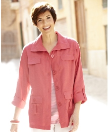 Linen Blend Shirt Style Jacket