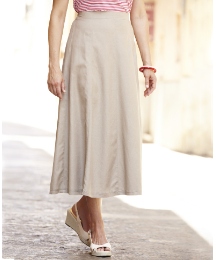 Linen Blend Panelled Skirt Length 29in