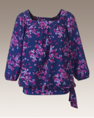 Square Neck Print Blouse