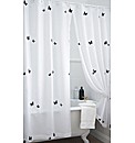 Butterflies Lined Voile Bath Curtain