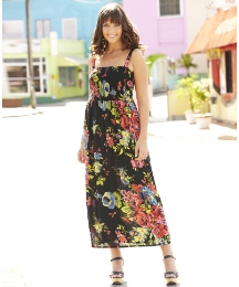 Floral Shirred Maxi Dress
