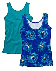 Pack of 2 Print And Plain Jersey Vests