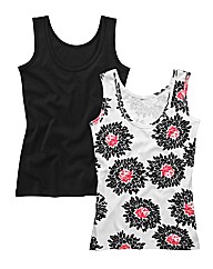 Pack of 2 Print And Plain Jersey Vests