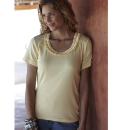 Cotton T-Shirt with Ruffle Neck