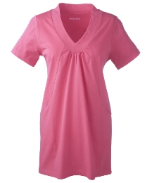Cotton Jersey Tunic Top with V-Neck