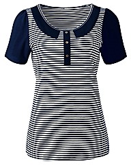 Striped T-Shirt with Contrast Sleeves