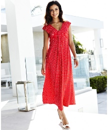 Spot Print Waterfall Dress