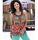 Printed Vest with Beaded Neckline