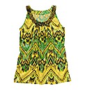 Printed Vest with Beaded Neckline