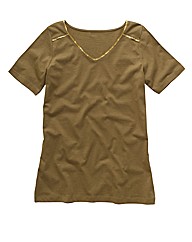 T-Shirt with Gold Detail Trim