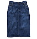Denim Pencil Midi Skirt 27 in