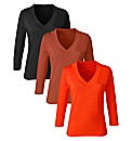 Pack of 3 V -Neck Jersey Tops