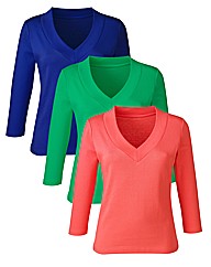 Pack of 3 V -Neck Jersey Tops