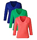 Pack of 3 V -Neck Jersey Tops