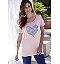Apricot Heart Leopard Print Jersey Top