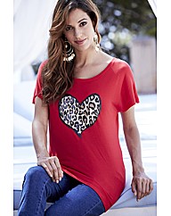 Heart Leopard Print Jersey Top