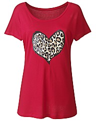 Heart Leopard Print Jersey Top