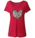 Heart Leopard Print Jersey Top