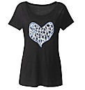 Black Heart Leopard Print Jersey Top