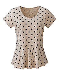 Printed Jersey Peplum Top