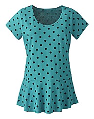 Printed Jersey Peplum Top