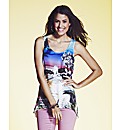 Printed Woven Front Jersey Back Blouse