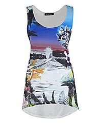 Printed Woven Front Jersey Back Blouse