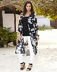 Longline Floral Print Overshirt