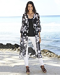 Longline Floral Print Overshirt