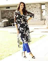 Longline Floral Print Overshirt